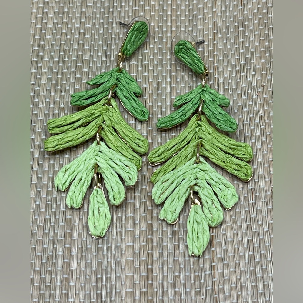 Green Leaf Drop Earrings